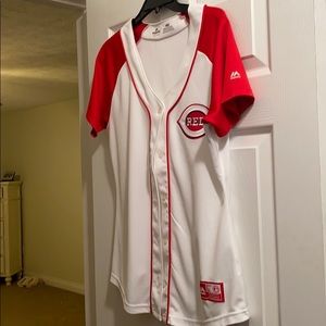 Cincinnati reds button up women's v neck jersey